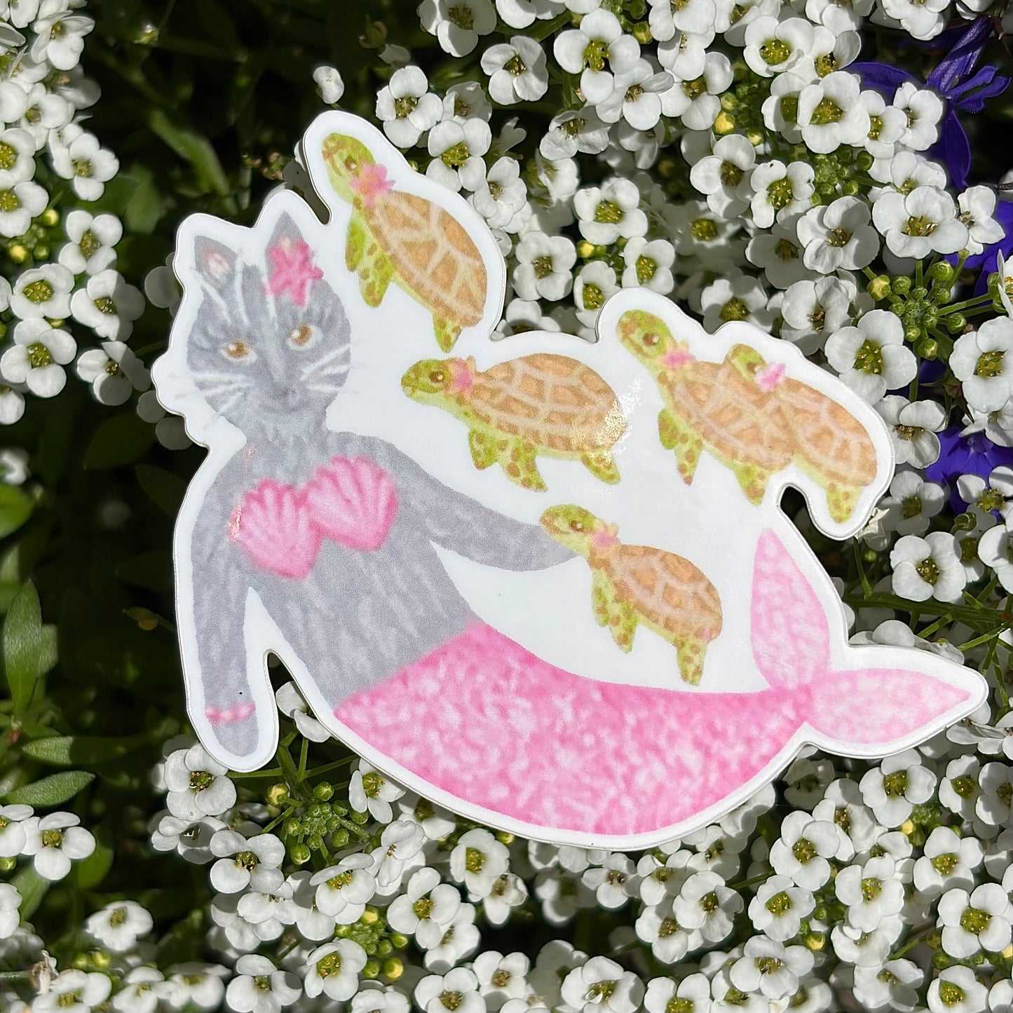 “Mercat with sea turtles” sticker
