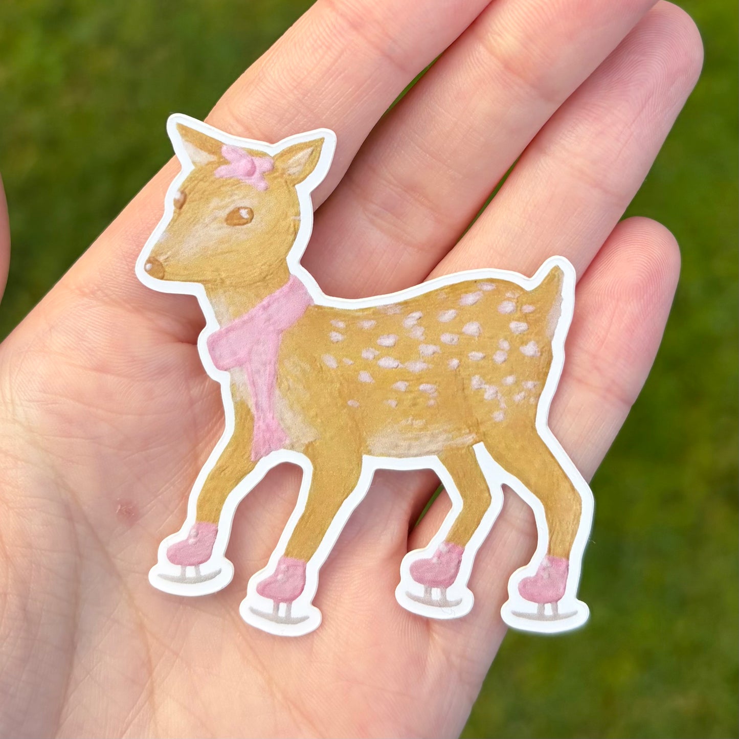 “Ice skating deer” sticker
