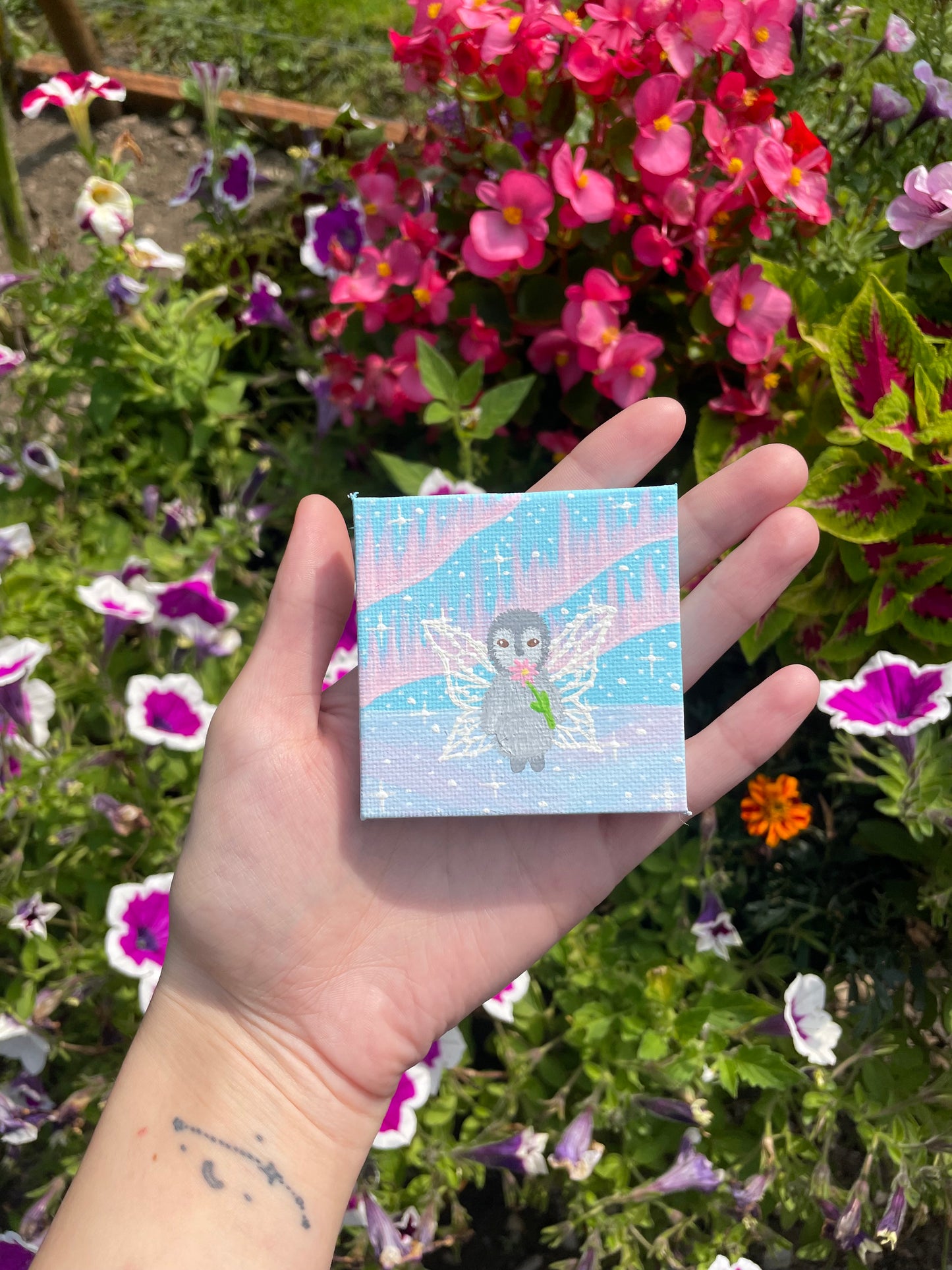 Mini penguin fairy painting original