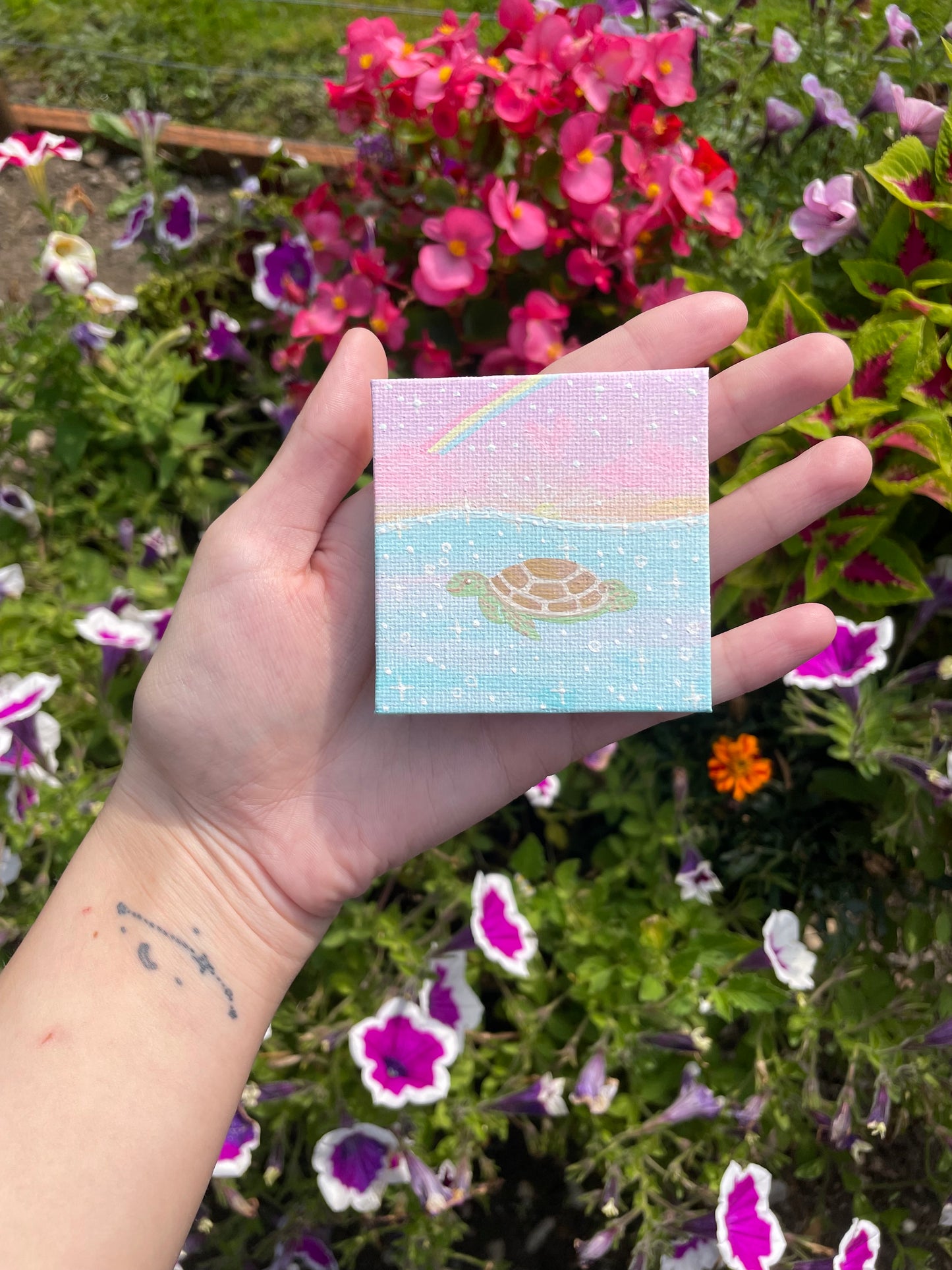 Mini sea turtle painting original
