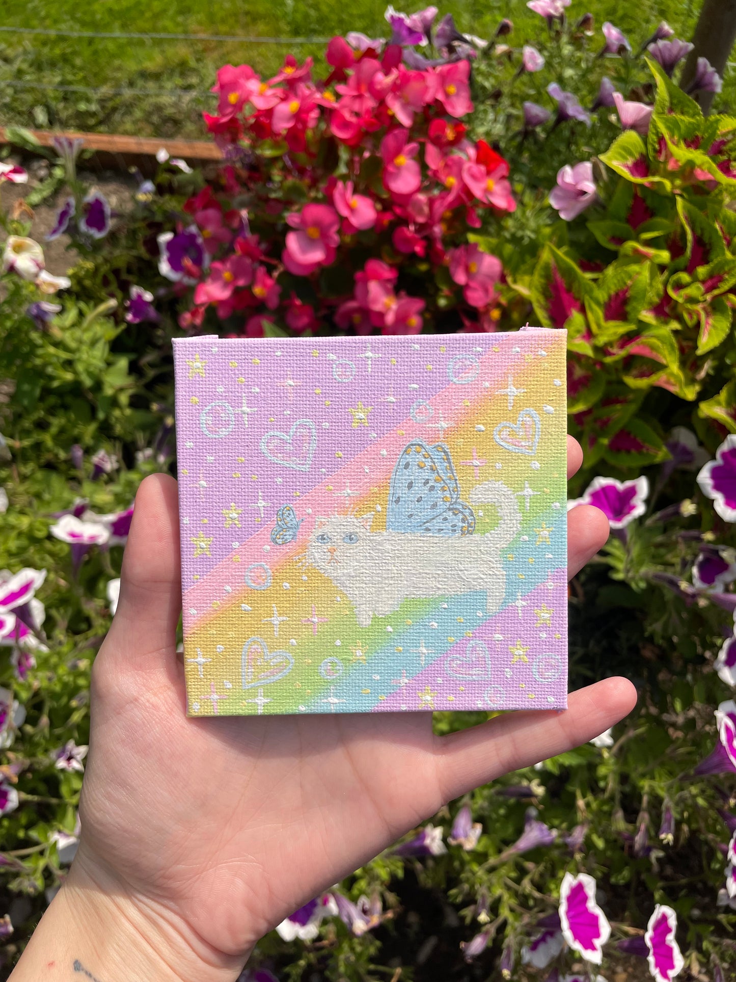 Mini cat fairy painting original