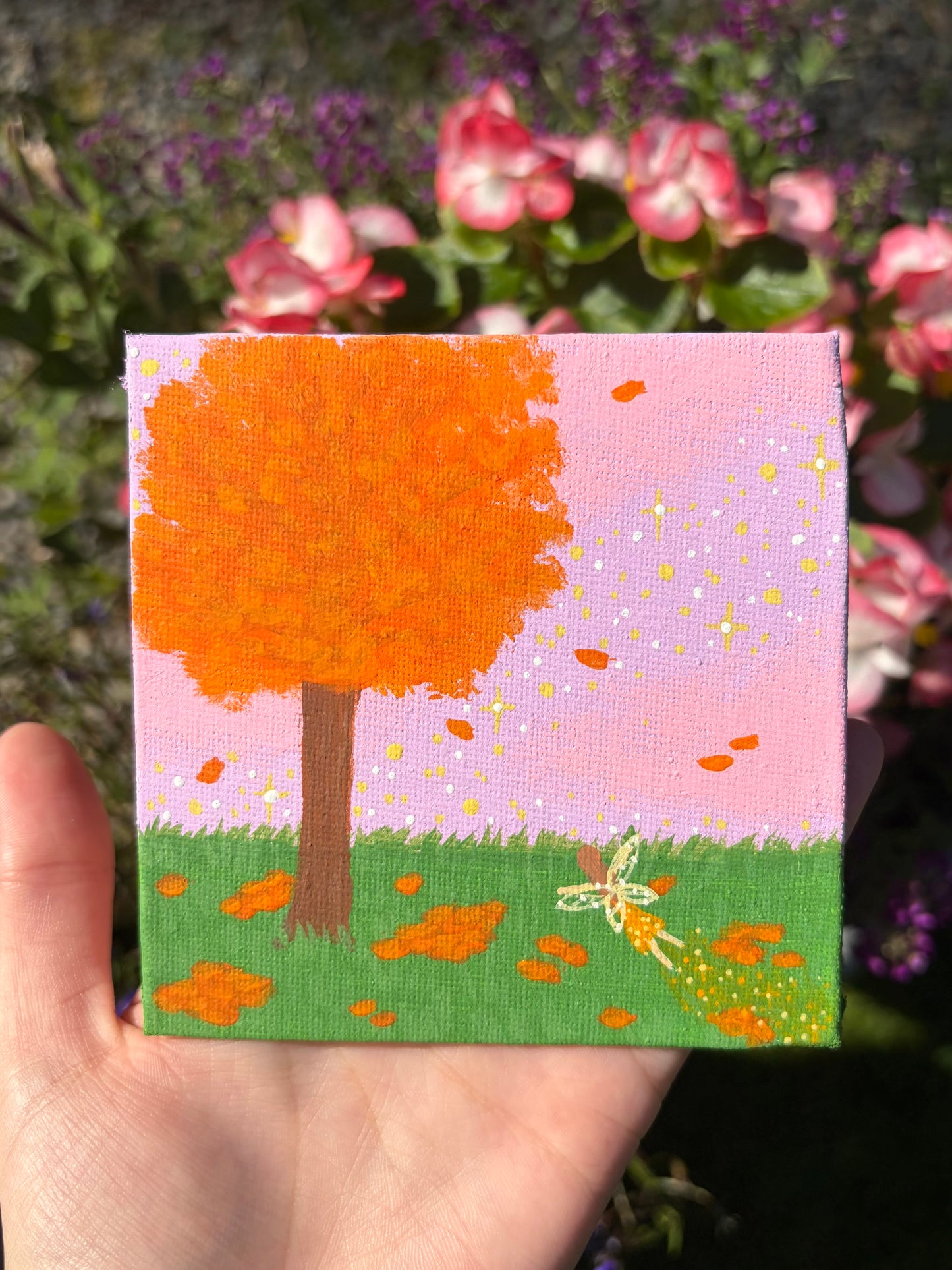 Mini fall fairy tree original painting