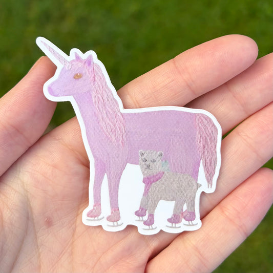 “Skating unicorn+polar bear” sticker