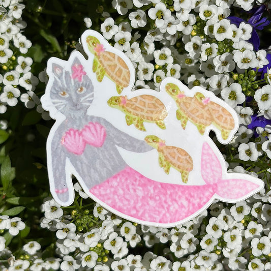 “Mercat with sea turtles” sticker