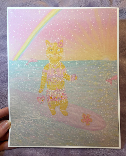 “Cat surfer” art print