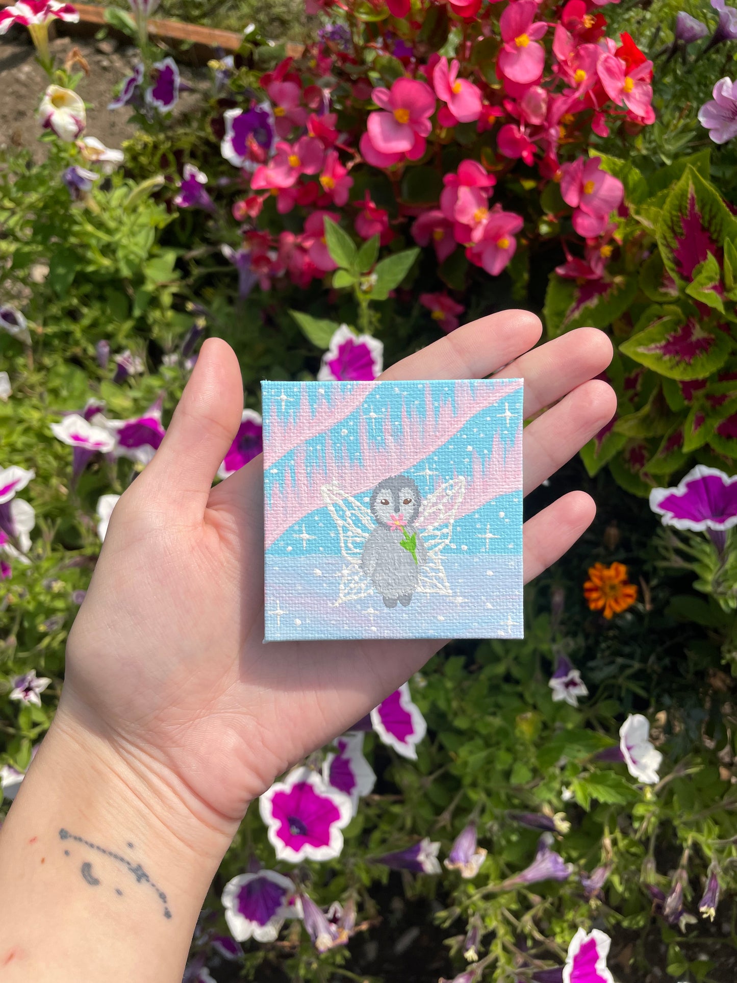 Mini penguin fairy painting original