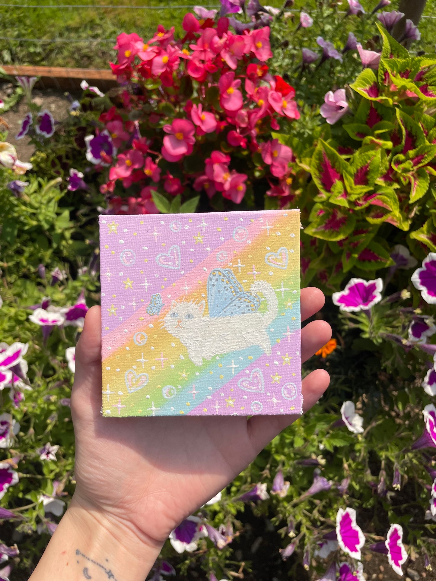 Mini cat fairy painting original