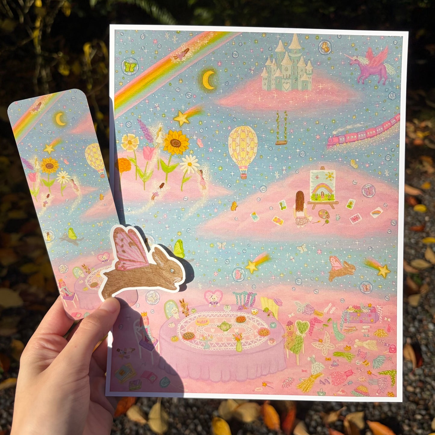 "Childhood nostalgia" art print, bookmark and sticker combo